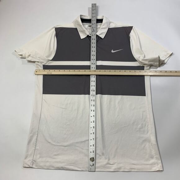 Nike Polo Shirt Mens XL White Graphite Grey Momentum Golf Dri Fit Modern Fit - Picture 4 of 9
